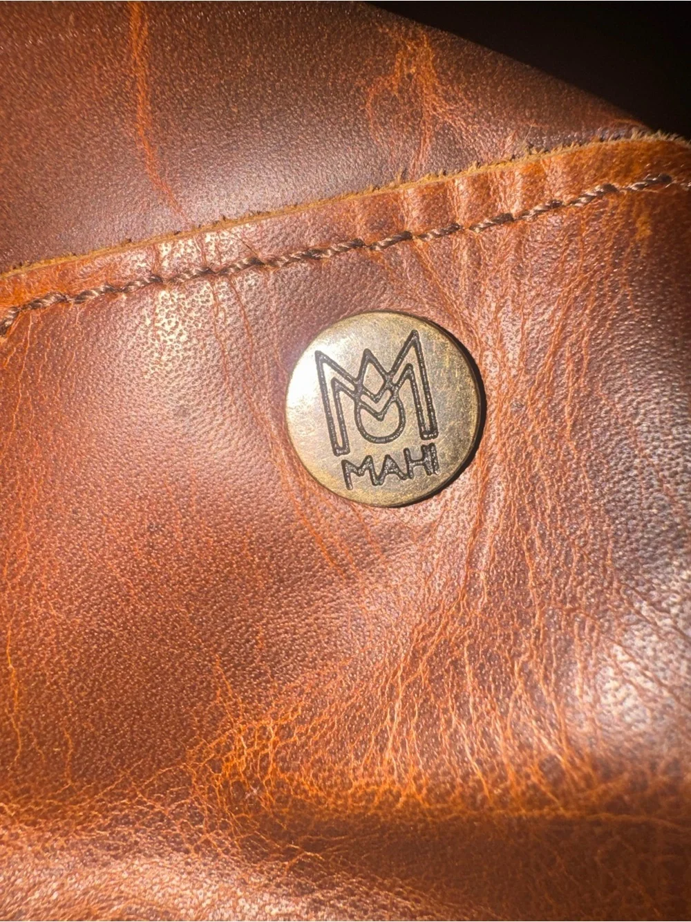 MAHI Brown Leather Weekender Bag